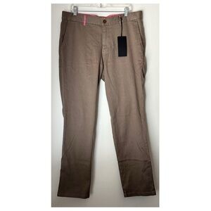 BETABRAND Slackies Hemp Blend Pants Size 34x32 NEW Brown Khaki Straight Leg